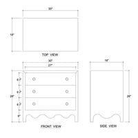 Dimensions diagram of Fennel Green Bedside Chest.