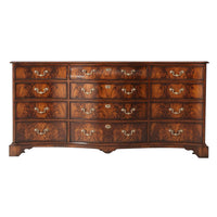 Front view of Chippendale dresser, detailed wood finish.