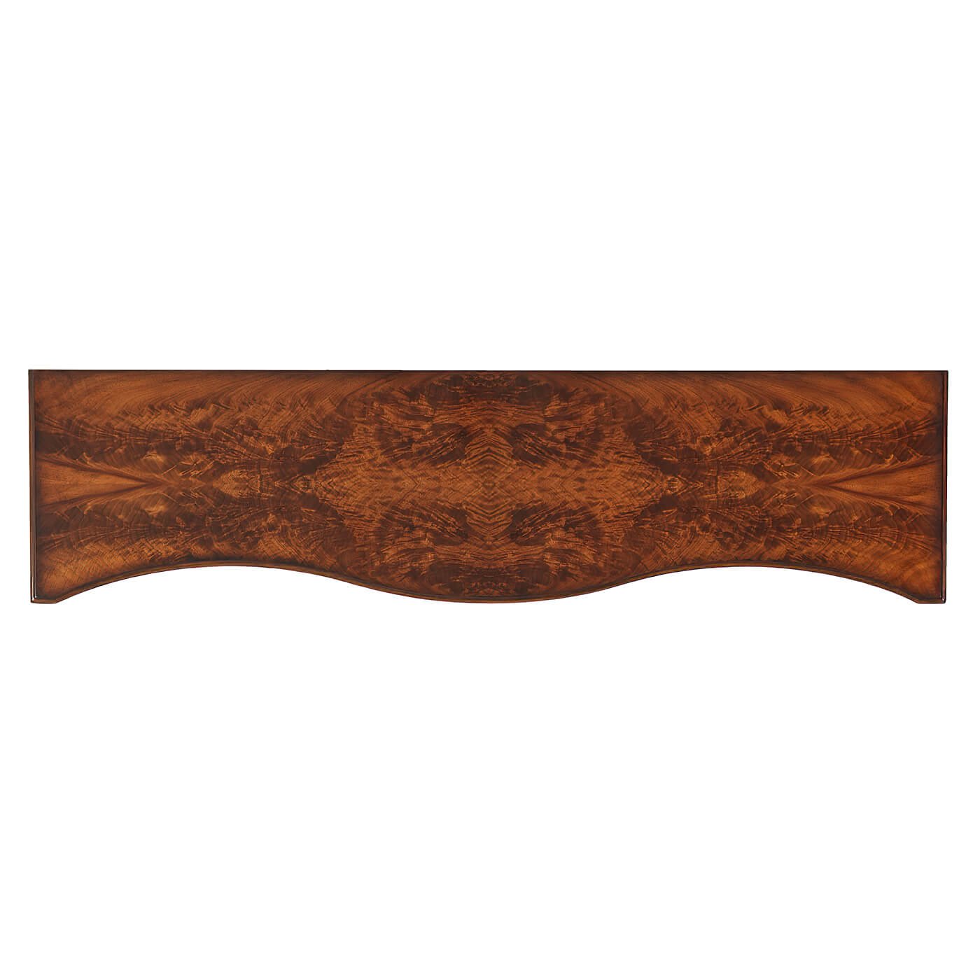 Top view of Chippendale dresser, mahogany surface design.