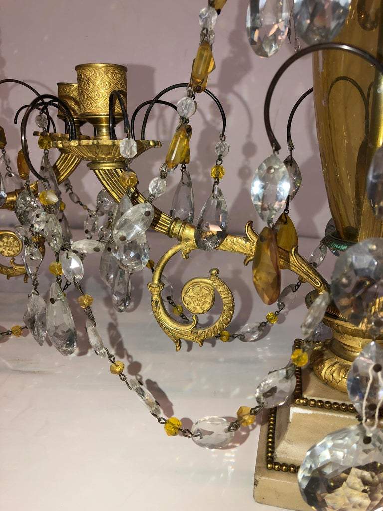 Side view of Russian candelabra's decorative elements.