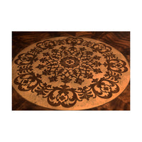 Detailed view of inlay design on center table.