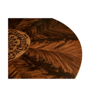 Close-up of wood grain on center table top.