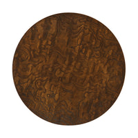 Close-up of floating burl accent table top texture.