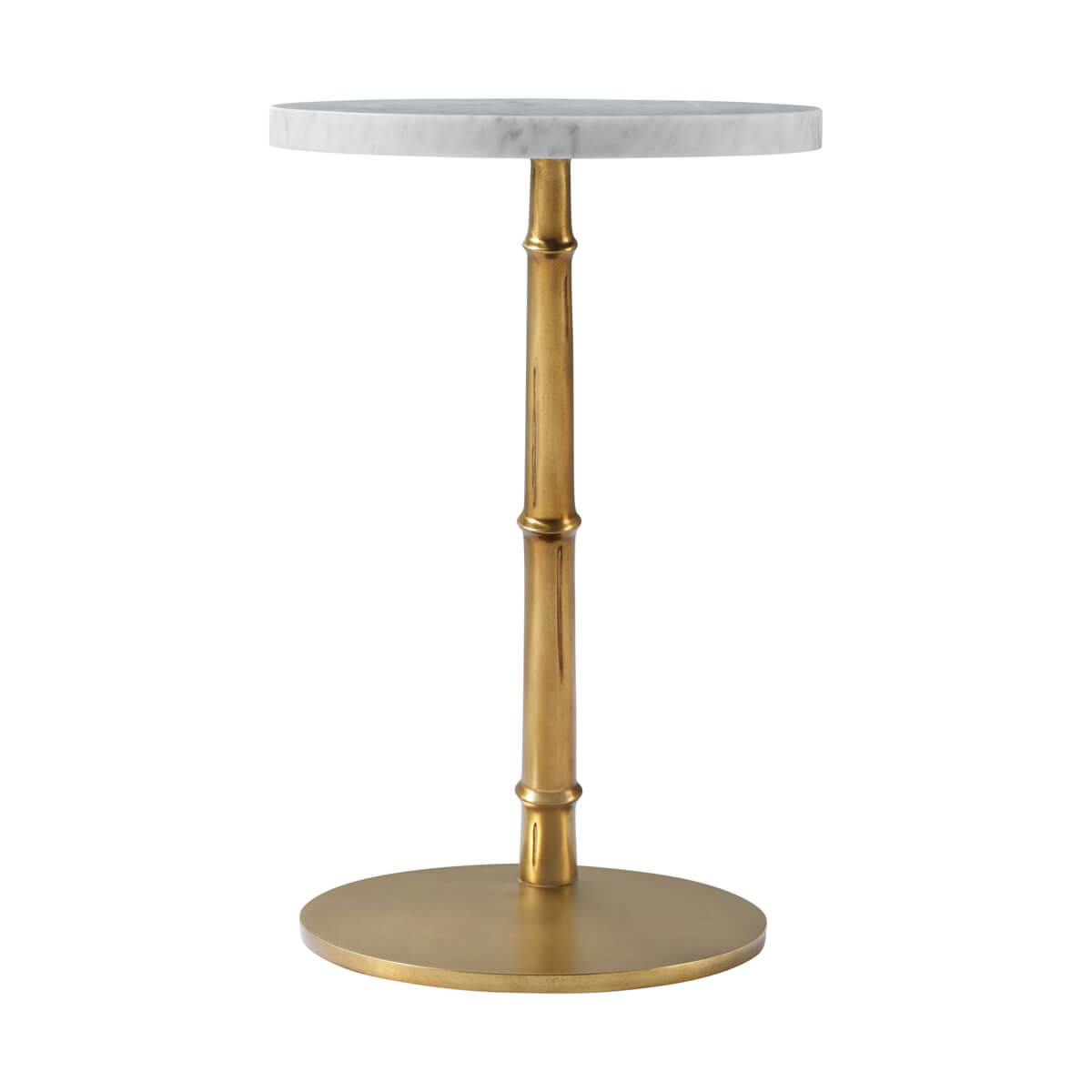 Marble top accent table, straight front view.