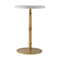 Marble top accent table, straight front view.