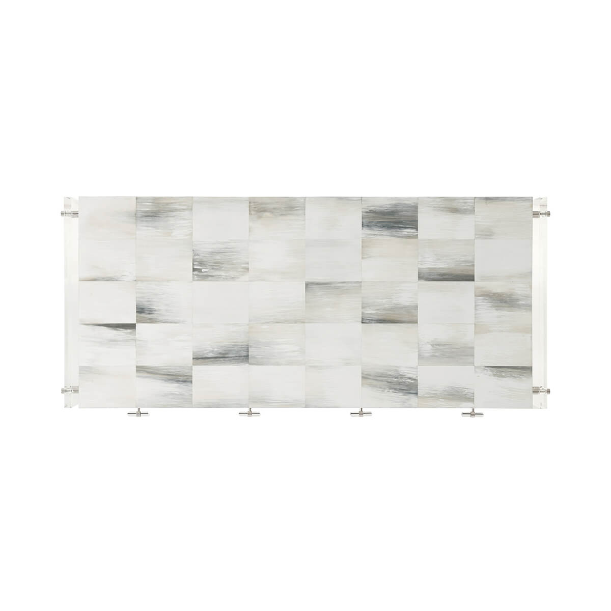 Top view of acrylic desk showing checkered pattern.