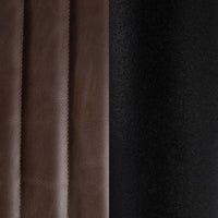 Brown leather stitching and black iron finish detail for the fluted bar stool