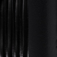 Black leather grain and channel-stitching detail on the fluted bar stool