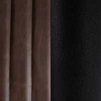 Brown leather stitching and black iron finish detail for the fluted counter stool