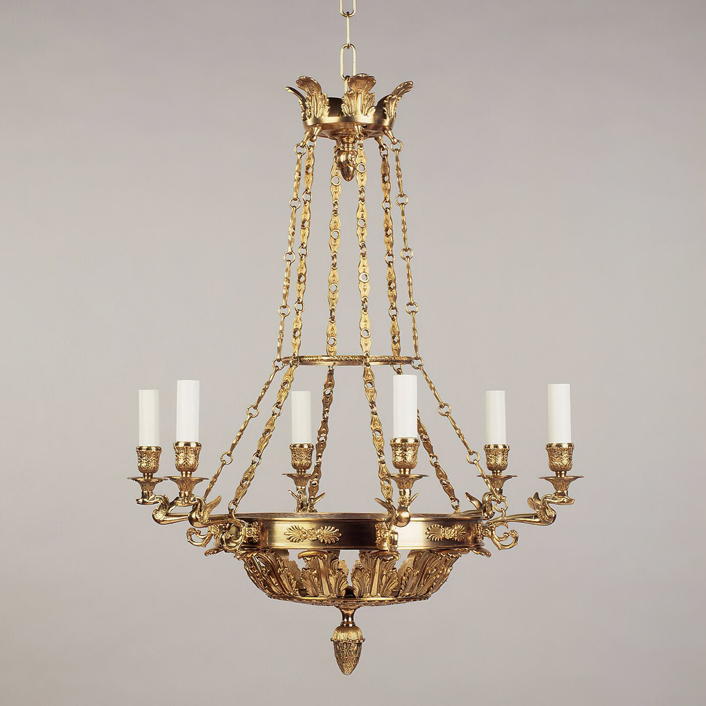 Detailed view of entire Empire chandelier design.