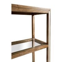 Upper section of etagere showing glass shelf detail.