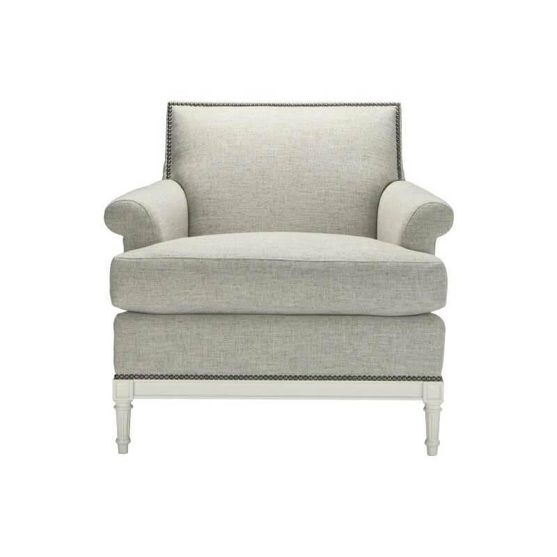 French 18th Century inspired armchair front view.