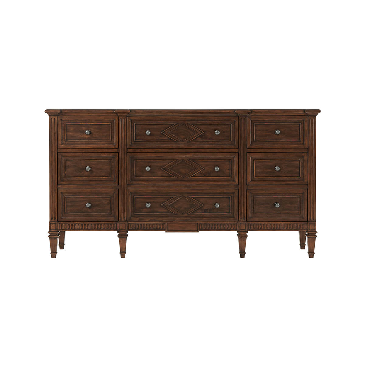 Dresser, straight front view, all drawers closed.