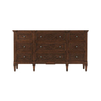 Dresser, straight front view, all drawers closed.