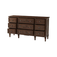 Dresser with open drawers, front angle view.