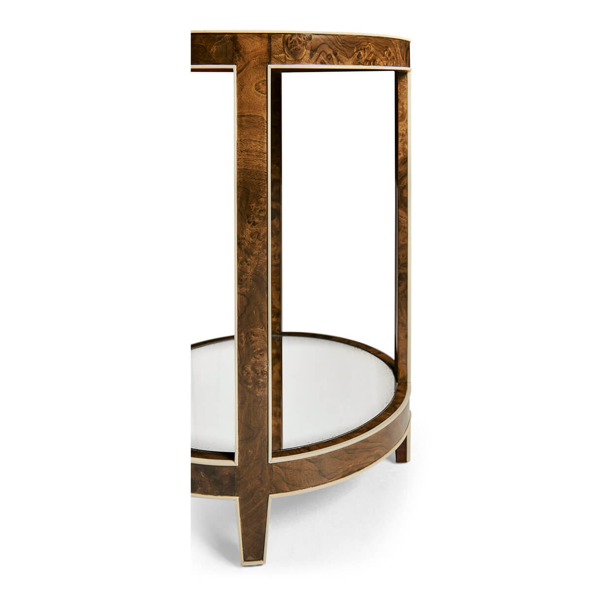 Close-up of table's side structure, sturdy legs.