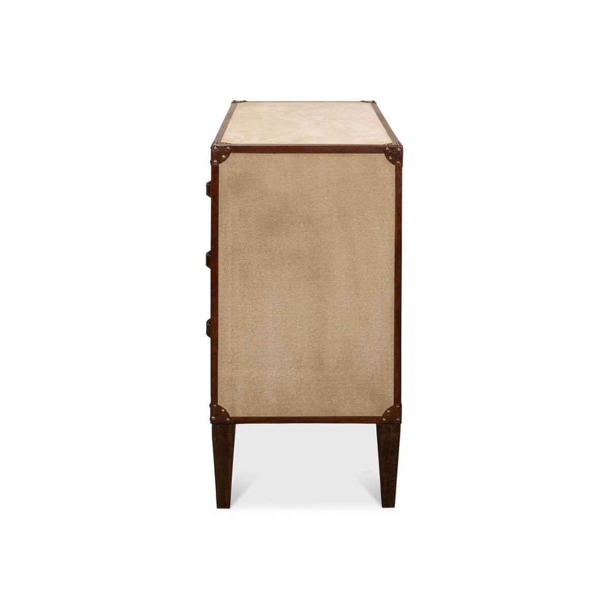 Side view of beige art deco chest.