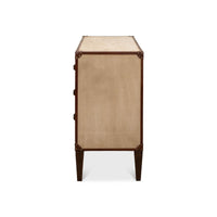 Side view of beige art deco chest.
