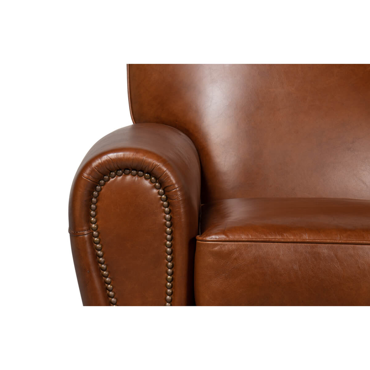 Arm detail nailhead trim leather club chair accent chairs.