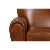Arm detail nailhead trim leather club chair accent chairs.