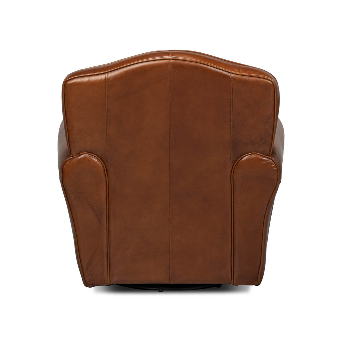 Back view leather club chair accent chairs.