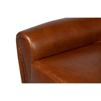 Close-up armrest detail leather club chair accent chairs.