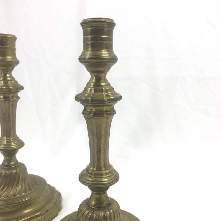 Close-up of French candlestick upper detail, bronze finish.