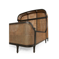 Rear view of French caned king bed frame.