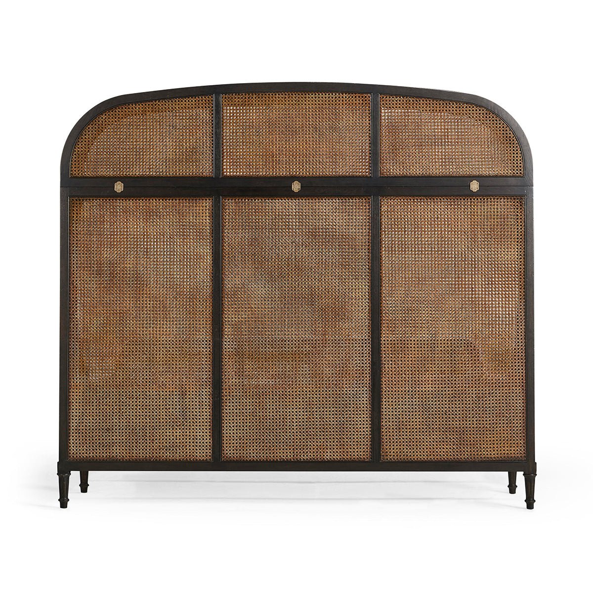 Rear headboard view of French caned king bed.