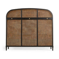 Rear headboard view of French caned king bed.