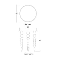 Dimensions of beaded-leg side table, line drawing with measurements.