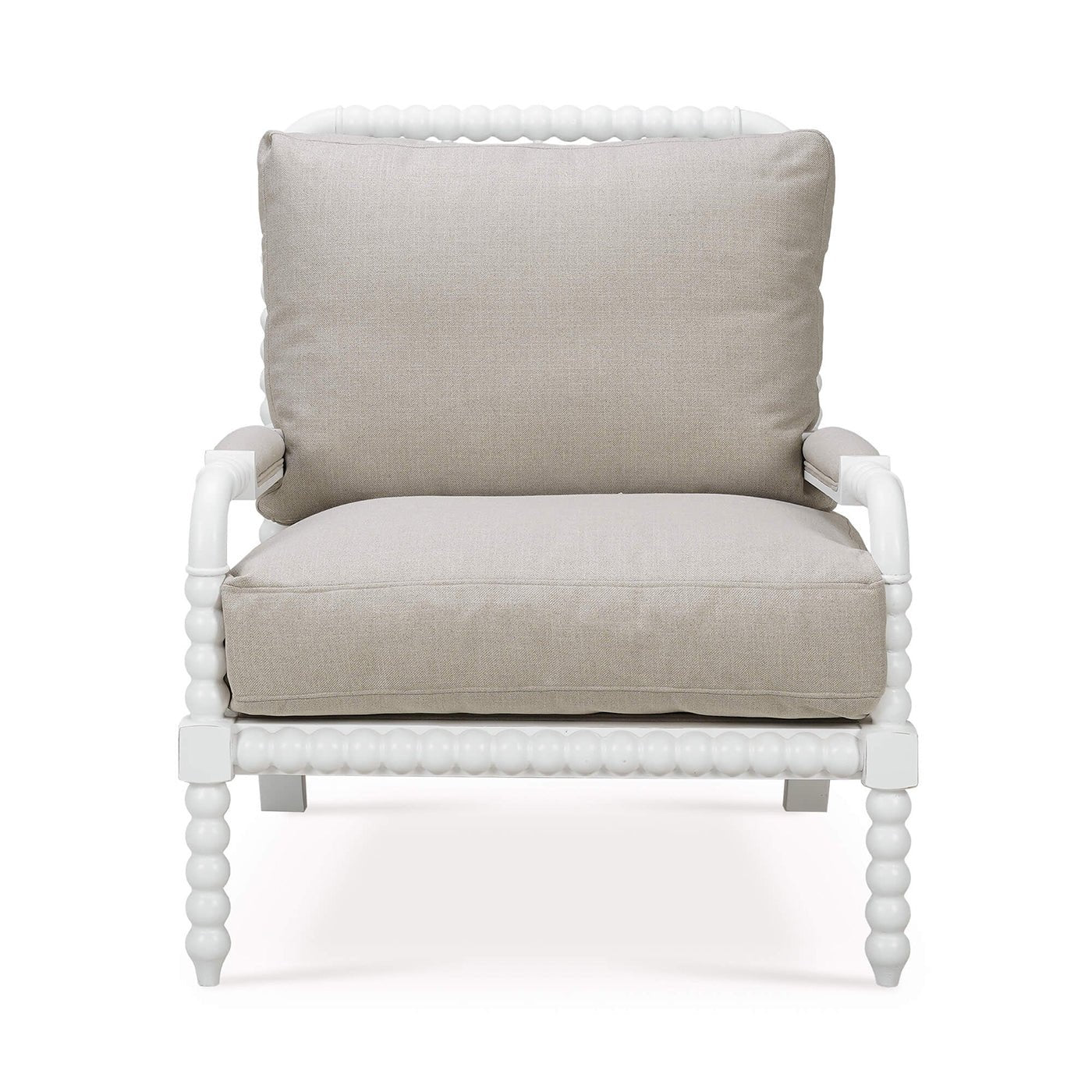 Front view of French Country Bobbin Armchair.