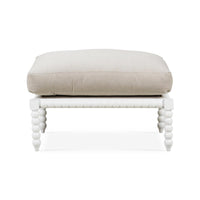 Front view of French country bobbin ottoman.