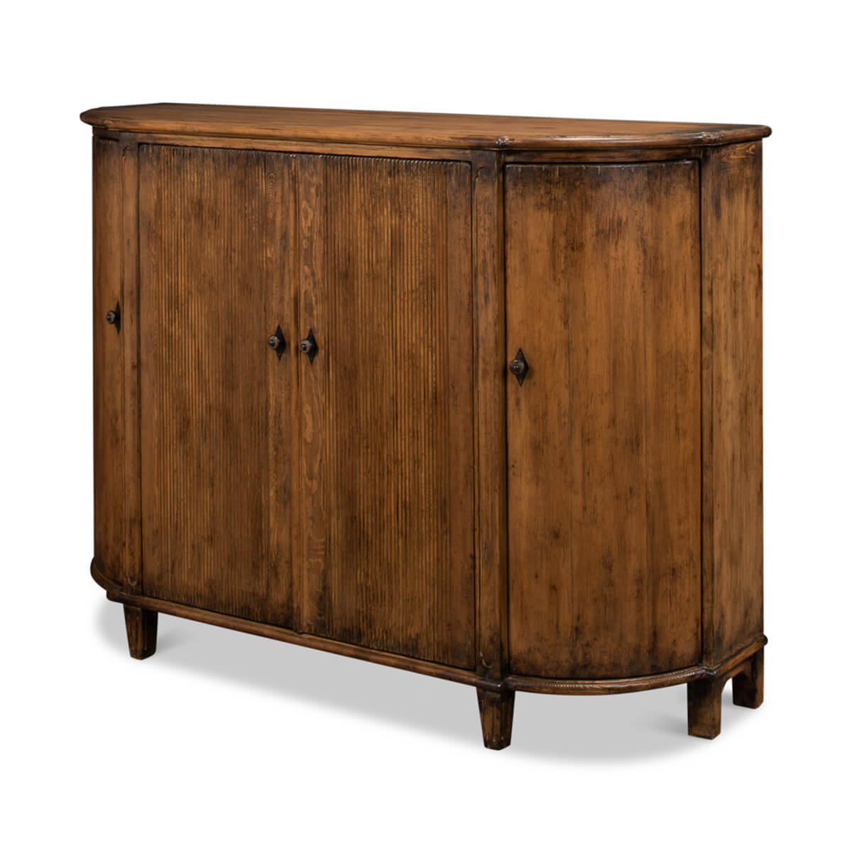 Demilune cabinet angled view, French country style.
