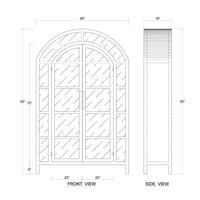 French country display cabinet front and side dimensions.