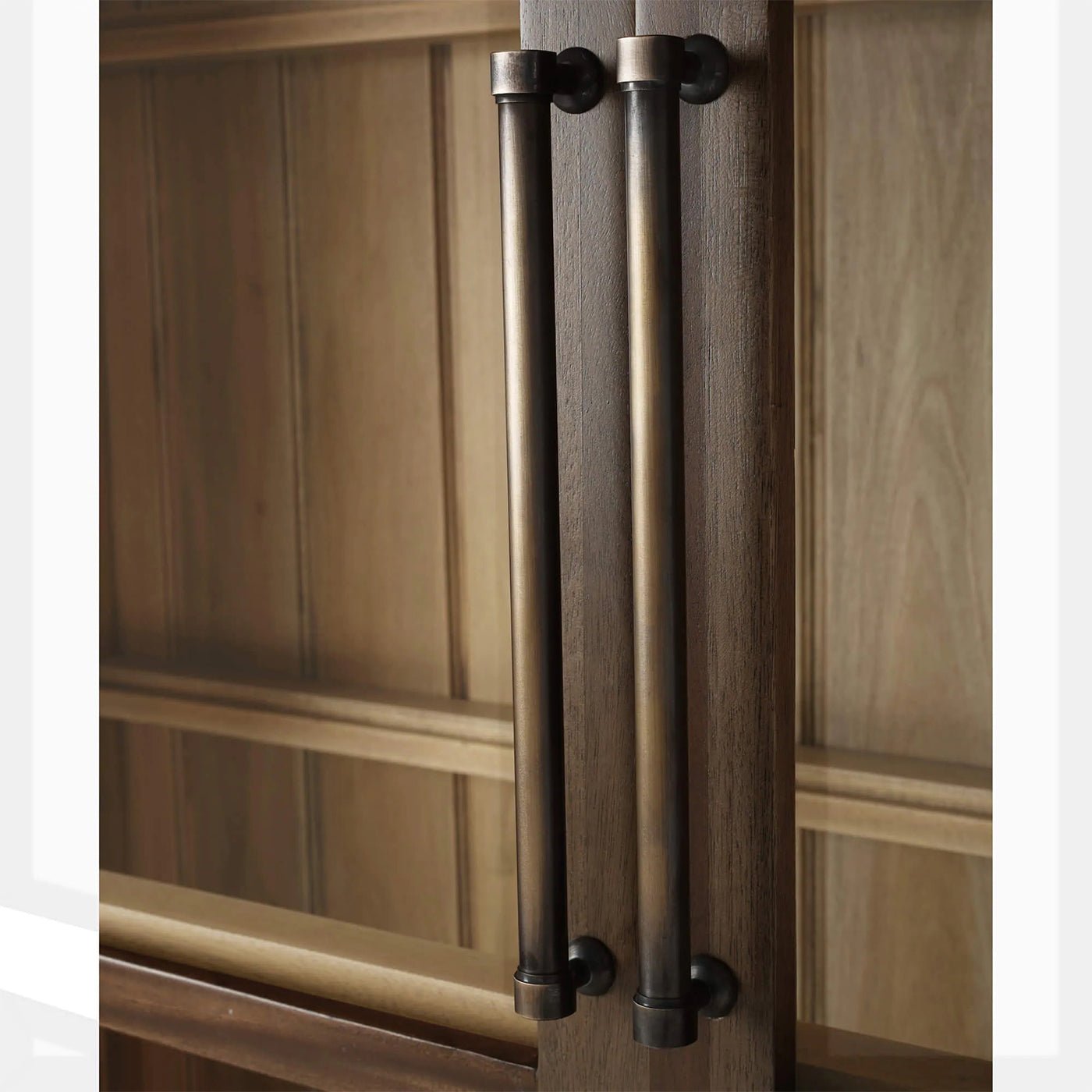 Close-up of French country cabinet handles.