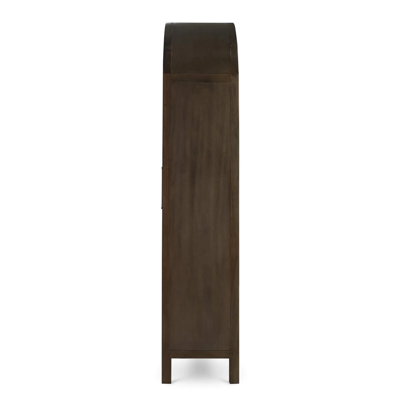 Side profile of French country display cabinet.