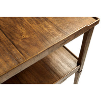 Close-up of table surface texture, French Country end table.
