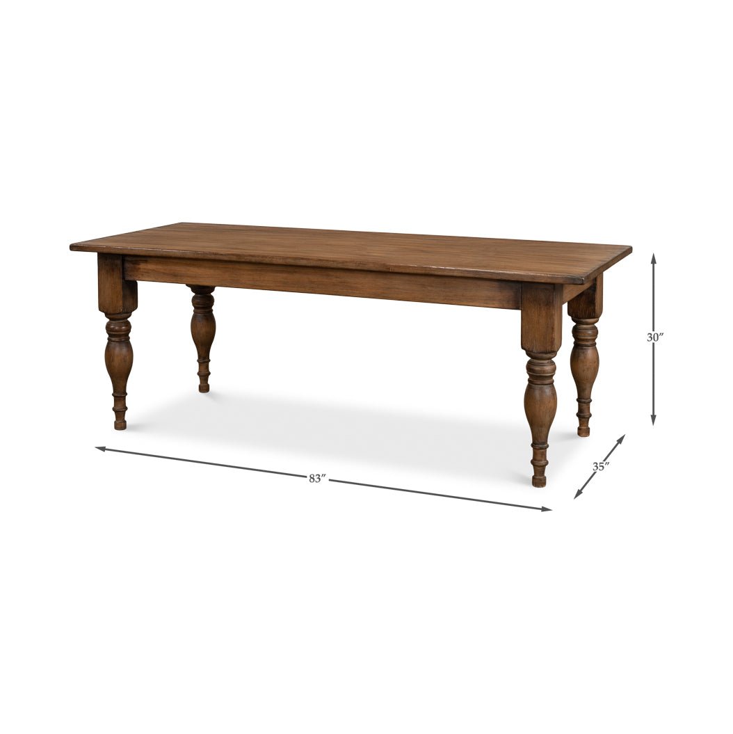 Dining table dimensions shown with measurements in image.