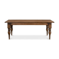 Front view of French Country farmhouse dining table.