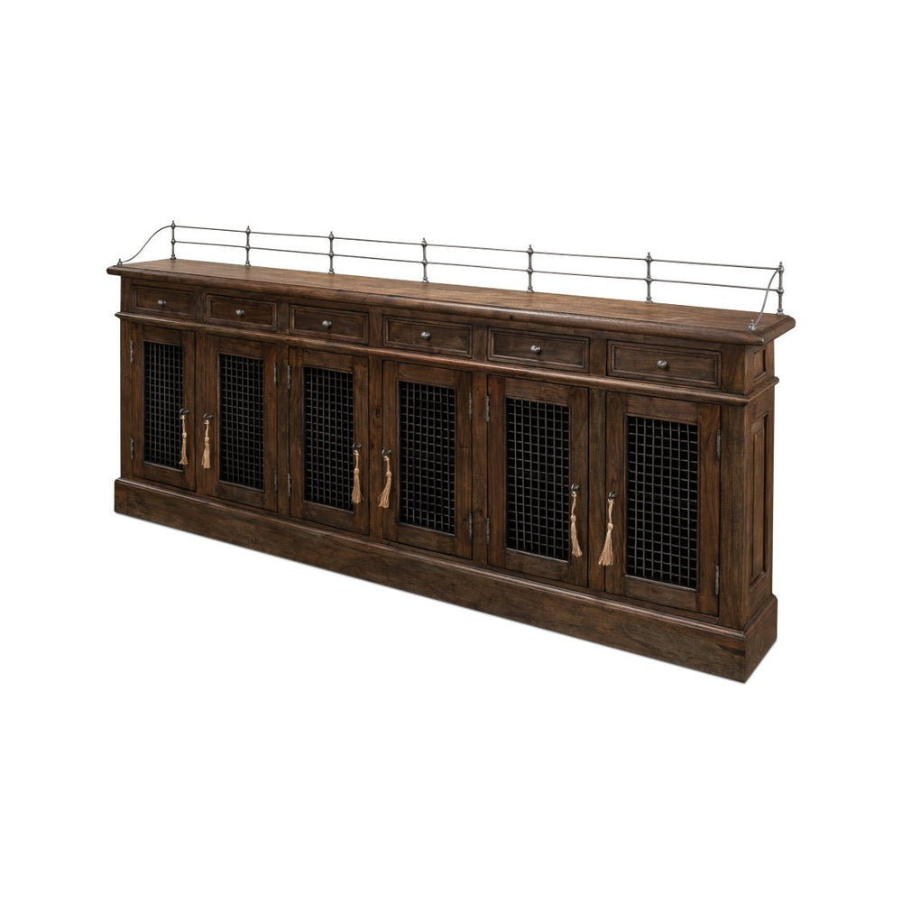 Angled view of French Country Grill Door Buffet.