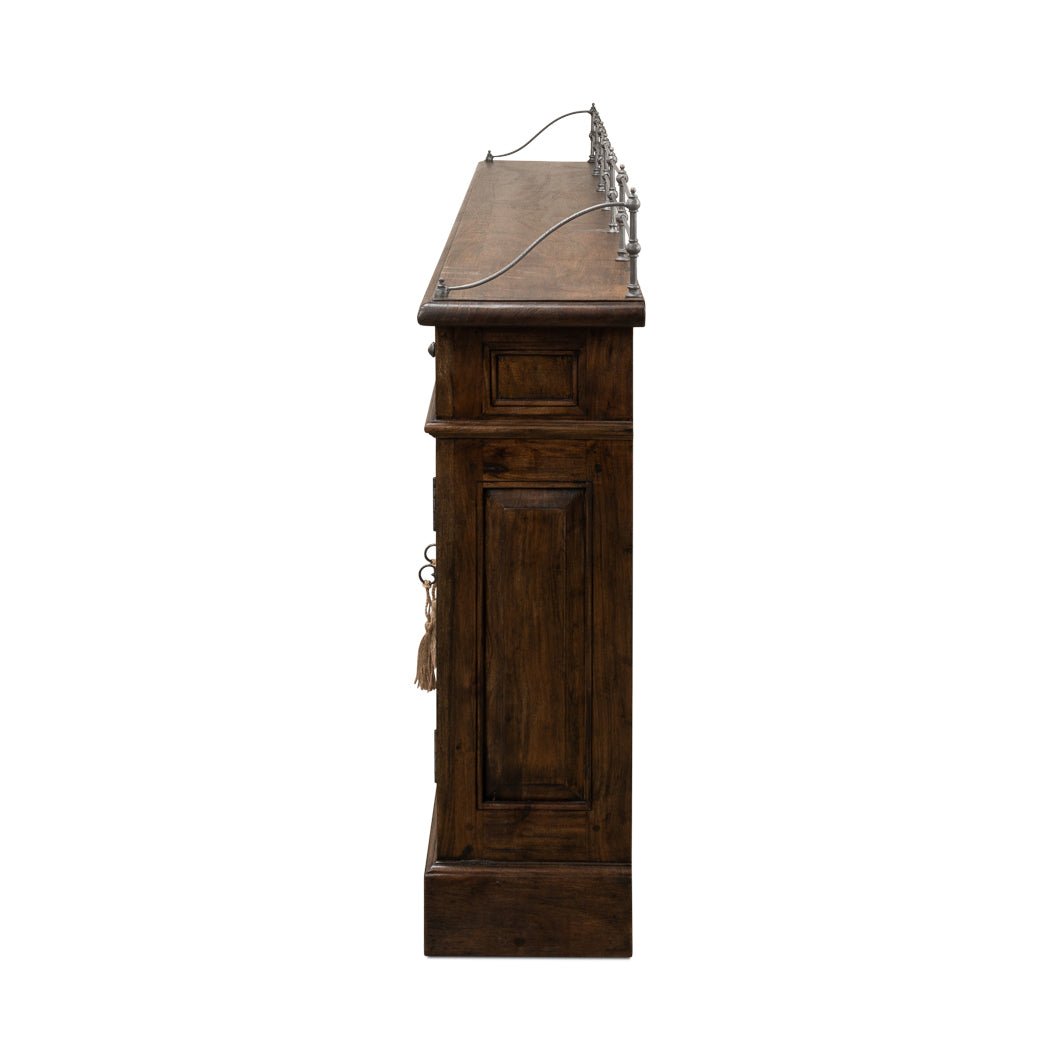 Side profile of French Country Grill Door Buffet.