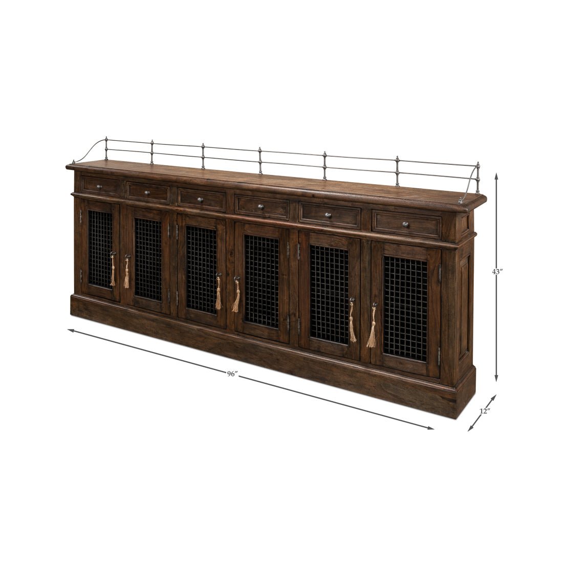Dimensions shown on French Country Grill Door Buffet.