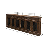 Dimensions shown on French Country Grill Door Buffet.