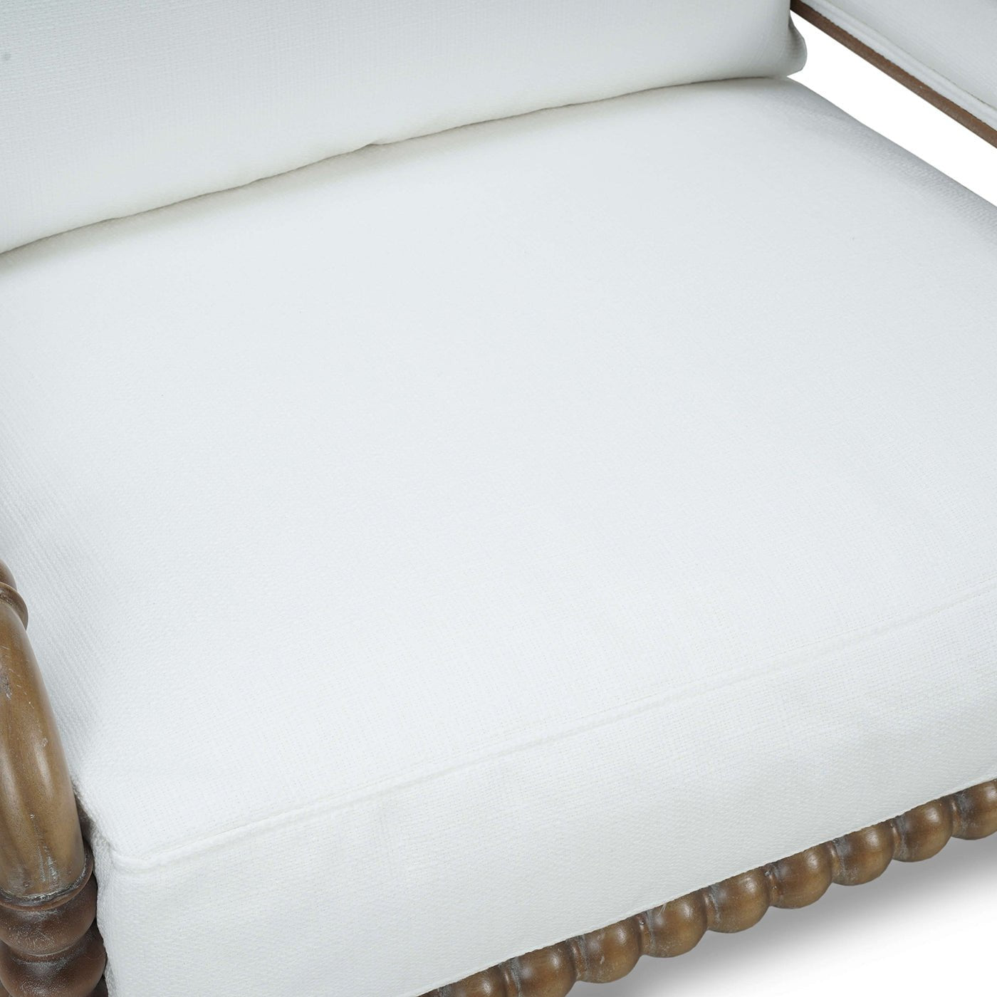 Seat detail of French Country mahogany bobbin armchair