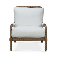 French Country mahogany bobbin armchair front close-up
