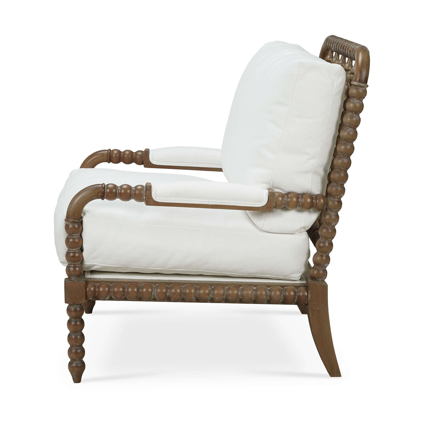 French Country mahogany bobbin armchair side profile
