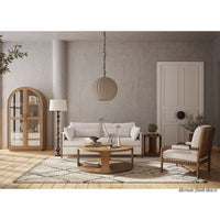 Living room with French Country mahogany bobbin armchair