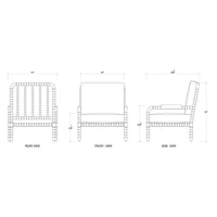 Diagram of French Country mahogany bobbin armchair dimensions