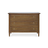 Mahogany chest of drawers, straight front view.